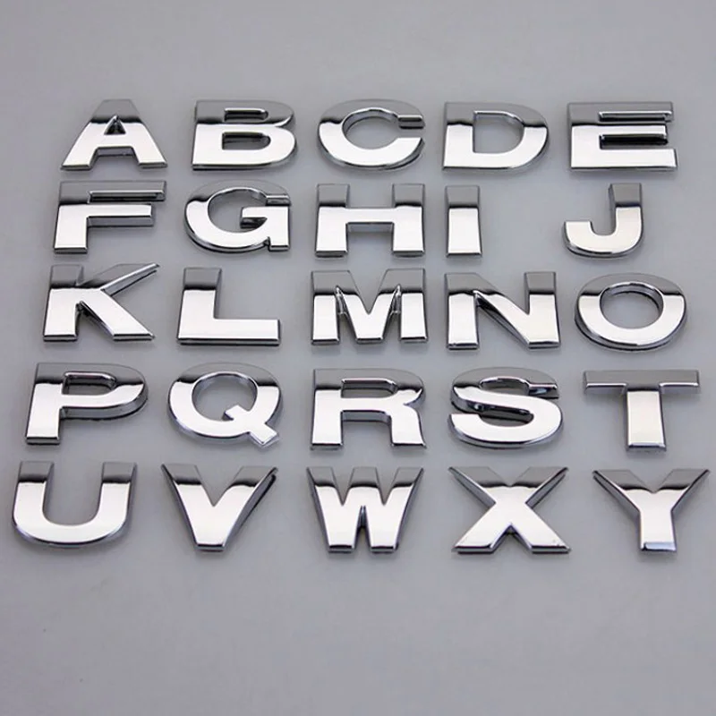 Chrome Letter /" T /" Alphabe Number Ar Symbol Car Van Selfadhesive