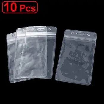 

10 Pcs Office Clear PVC Vertical Design ID Card Badge Holders
