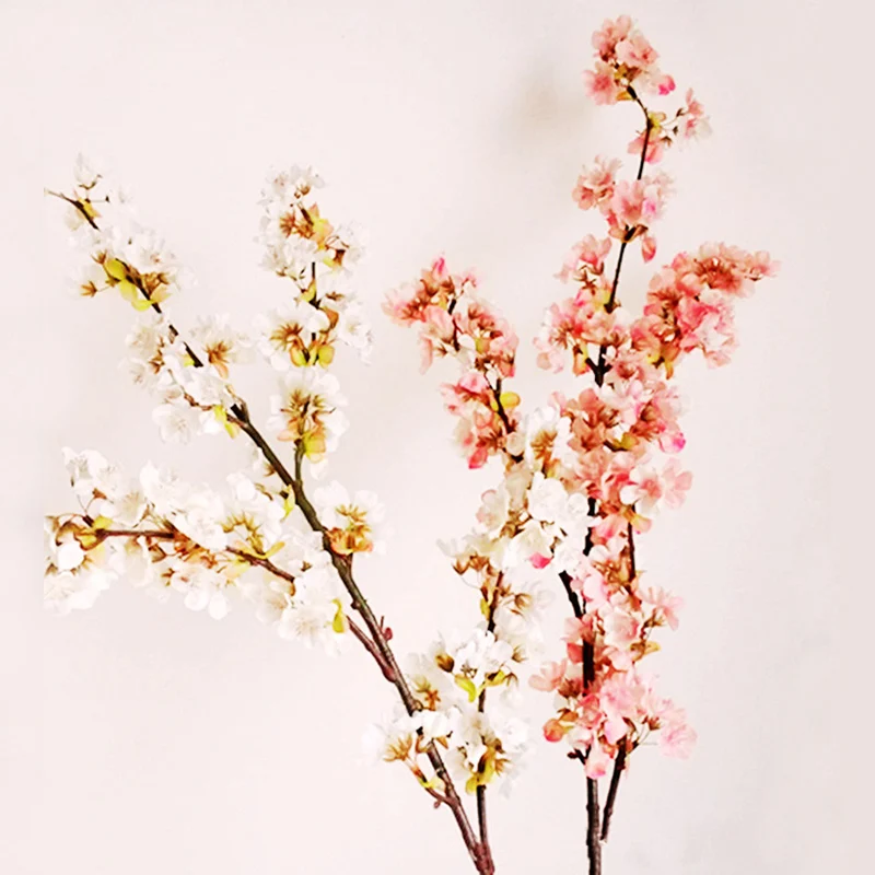 1464 5 De Réduction2 Pièces Fleurs De Cerisier Fleurs Artificielles Décoration De Mariage Petit Sakura 3 Branches Fausse Fleur De Soie Bricolage