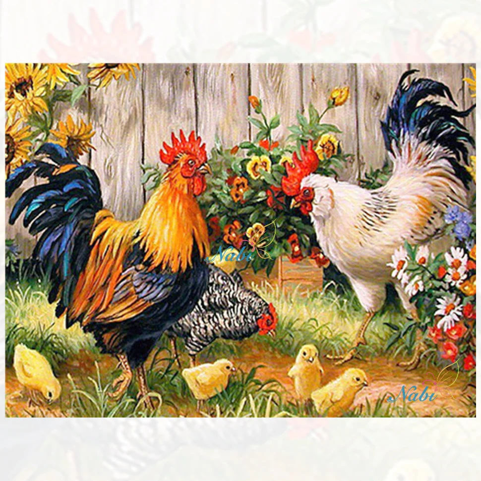 

diamant painting 5d diy diamond embroidery Chickens in garden diamond painting Cross stitch full square diamond Rhinestone