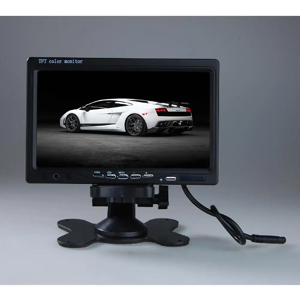 

BEESCLOVER 7inch TFT LCD Color 2 Video Input DVD VCR Monitor Remote Stand Rotating The Screen Car RearView Headrest Monitor