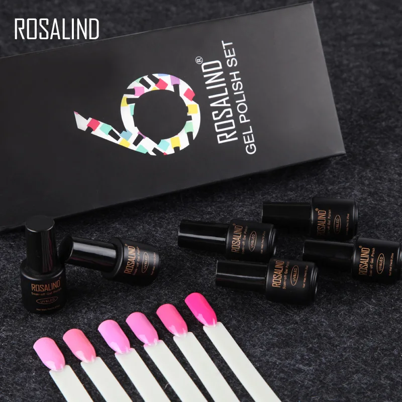 (6 шт./лот) ROSALIND Гель лак для ногтей Seris UV LED Полупостоянный отмачиваемые украшения