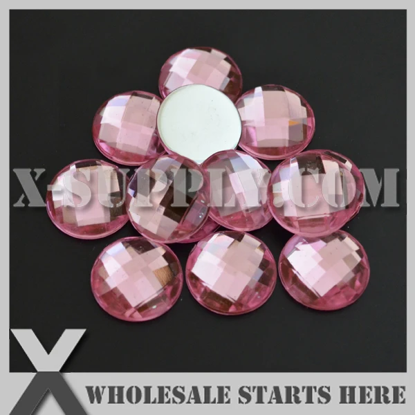

Free Shipping 16mm Round Pink Flat Back Acrylic Rhinestone Gems without Holes for Flower Center Decoration