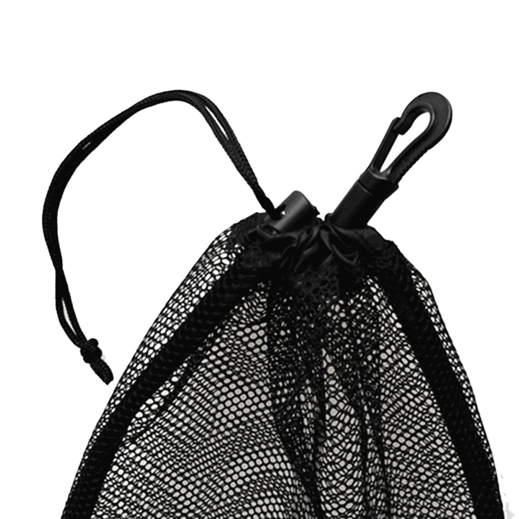 Durable Mesh Nets Bag Pouch Scuba Dive Gear Golf Tennis 30 Balls Carrying Holder Storage Clip On Caddy Pouch 20x24cm Black