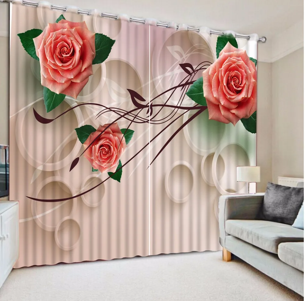 Современные шторы печать шторы для гостиной спальни 3D шторы Cortinas для окна Роза теам