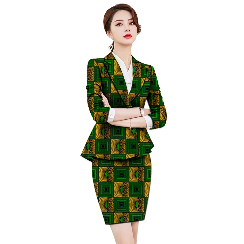1 Dashiki print women skirt suits fashion suit jackets sets Ankara pattern customized African outfits for party/wedding - Цвет: 1