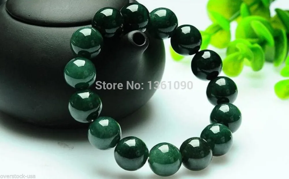 

xd 00474 Elegant 100% Natural A Grade /Jadeite 12mm Beaded Bracelet