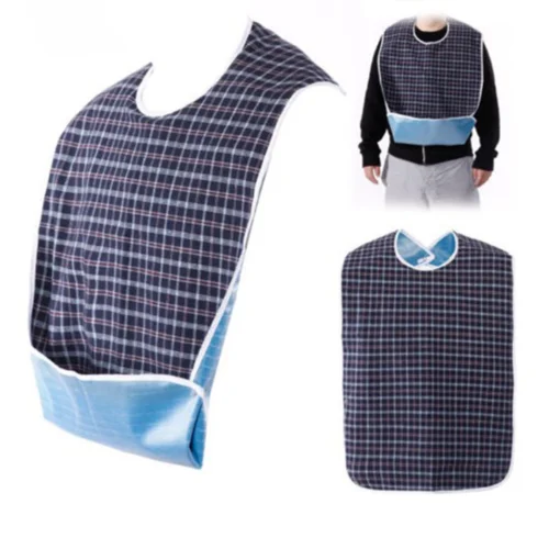 

Washable Adjustable Adult Waterproof Dining Bib Crumb Catcher Fabric Apron Cloth Protector