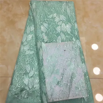 

Latest Nigerian Mint Green Tulle Lace 2018 French Net Sequins Lace Fabric For Wedding Embroidery African Lace Fabric white peach