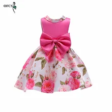 Новинка; розничная ; ; стильное летнее платье с цветочным принтом для маленьких девочек; платье для свадьбы; праздничное платье для девочек с бантом; платье для От 3 до 12 лет