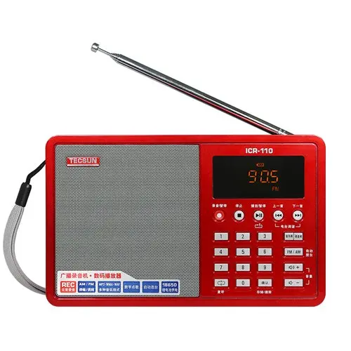 TECSUN ICR-110 FM/AM радио TF карта MP3-плеер рекордер радио FM: 64-108 МГц/AM: 520-1710 кГц FM/AM интернет портативное радио - Цвет: Red