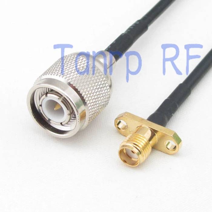 

6in TNC male plug to SMA female with 2 hole panel RF connector adapter 15CM Pigtail coaxial jumper cable RG174 extension cord