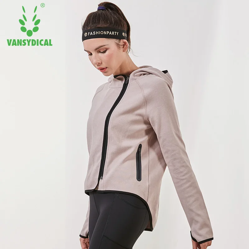 Vansydical осенне зимняя спортивная куртка для женщин с длинным рукавом на молнии