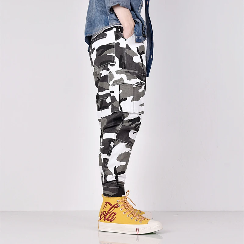 Camouflage Military Casual Pants Men Loose Fit Elastic Waist Slack Bottom Jogger Pants Fashion Stre