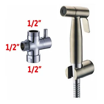 1/2" T-adapter Hand Shower Bidet Spray Stainless Steel Toilet HandHeld Bidet Sprayer Douche Kit Set Bidet Diaper Sprayer 1/2" T-adapter Hand Shower Bidet Spray Stainless Steel Toilet HandHeld Bidet Sprayer Douche Kit Set Bidet Diaper Sprayer