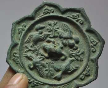 

WBY old chinese Fengshui Antique palace Collect bird beast statue Bronze Mirrors