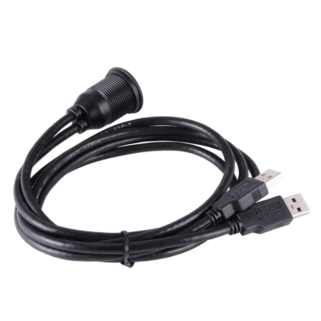 MagiDeal New High Quality USB 3.0 Male to Female AUX Extension Cable Flush Dash Panel Mount Cable for Car, Boat, Motorcycle