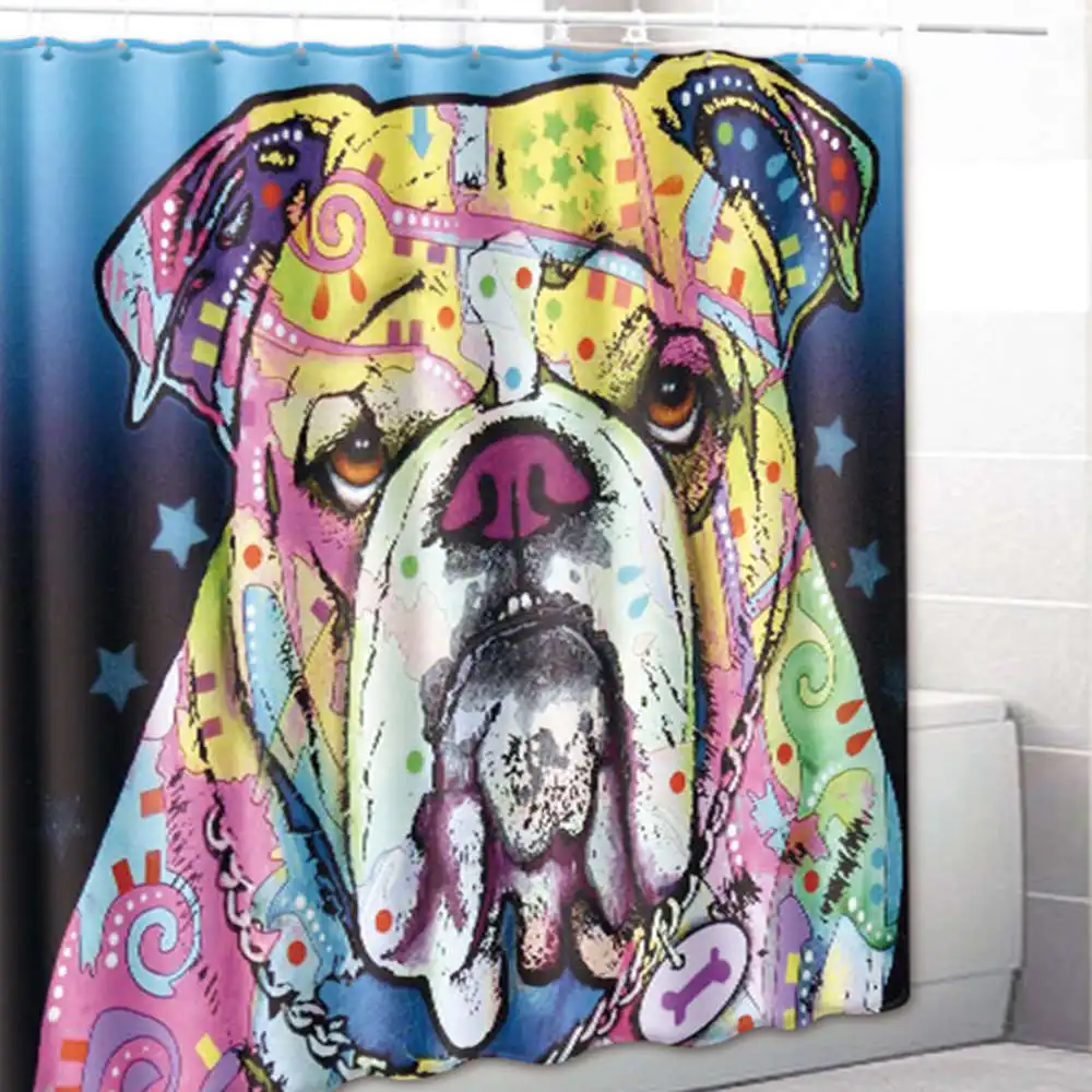 Скандинавские домашние собаки печатные водонепроницаемые занавески для душа пьедестал коврики для туалета крышка для ванной набор ковриков 4 шт набор душевых занавесок для ванной комнаты - Цвет: 1pc shower curtain