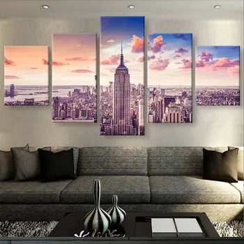 

Artryst 5 pieces modern HD print pictures poster empire building landscape canvas fresco art home decoration wall artwork ZJ3631