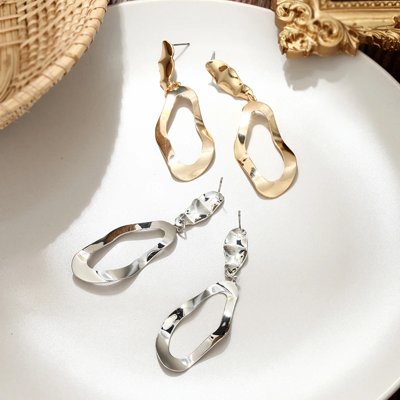 

Gold Color Metal Earrings 2019 Irregular Women's Earrings Fashion Jewelry Charm Big Earring For Party Gift