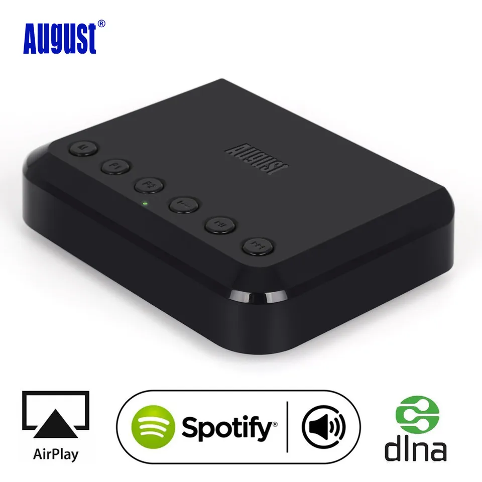 August WR320 WiFi аудиоприемник AIRPLAY+ беспроводной музыкальный адаптер для iOS и Android с мнококомнатной синхронизацией и оптическим кабелем