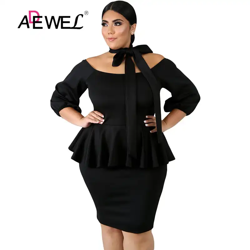 plus size black business dress