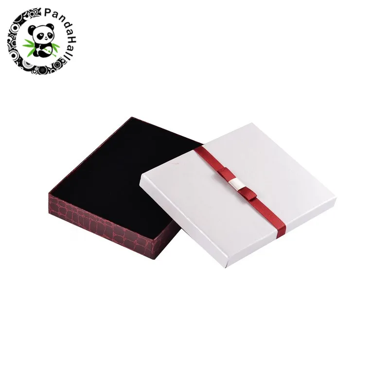 Rectangle Jewelry Set Cardboard Boxes Necklaces Earrings Bracelets Jewelry Organizer Gift Packing Boxes with Sponge and Ribbon