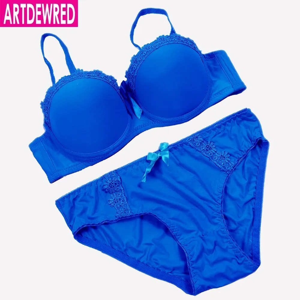 

ARTDEWRED Fashion bra set spring and summer seamless sexy Back button half cup bra push up underwear buckle female 34-42 ABC