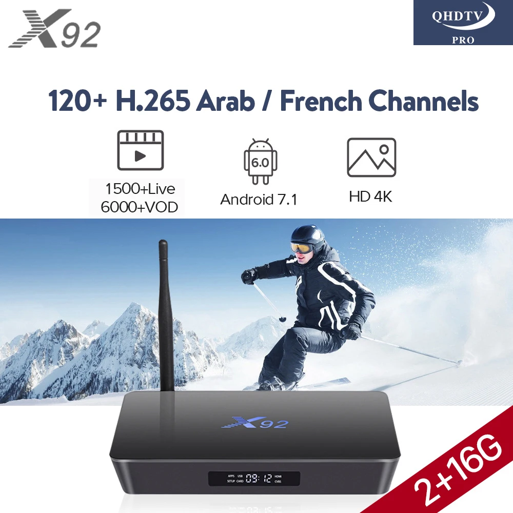 

Smart 4K X92 TV Box Android 7.1 Amlogic S912 2G 16G IP TV Arabic French QHDTV PRO IPTV Subscription Dutch Arabic French IPTV Box