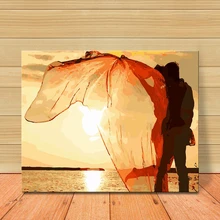 MOLEK DIY цифровая картина маслом закат любителей Современная живопись акриловая ручная роспись Настенная картина произведение искусства для украшения спальни