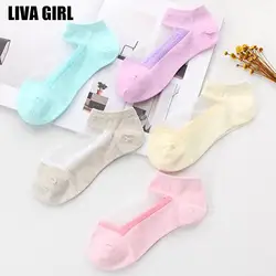 Liva Girl модные жаркое лето Для женщин ультратонкие тонкие прозрачные шелковые короткие носки тонкие эластичные Mesh Female; женские носки длиной