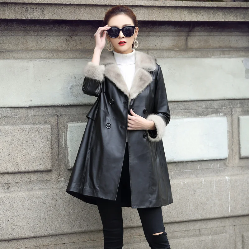 women's genuine leather parkas