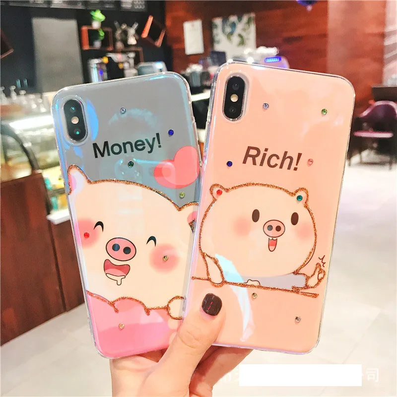 

Couples Cell Phone Case Cute Pet Pig For iPhone 6 6s Plus 7 8 Plus for iPhone X XR XS Max Soft Fundas Phone Back Shell Cases