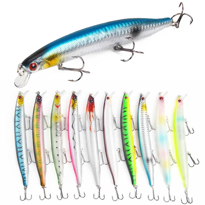 

10Pcs/lot 19.1g 13.5cm Laser Artificial Floating Wobblers Minnow Lure With 3 6# Hooks For Sea Fishing Tackle Pesca