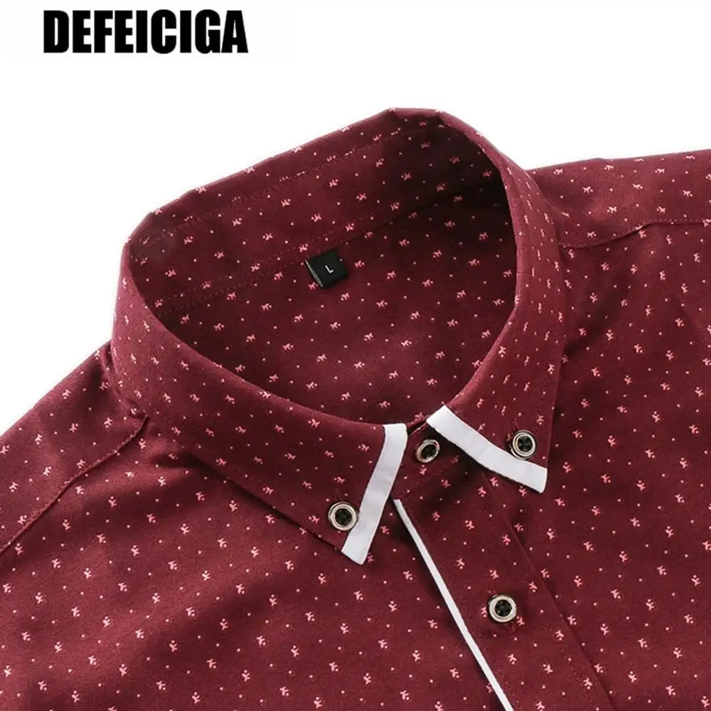 2019 DEFEICIGA Мужская модная повседневная мужская рубашка с длинными рукавами и