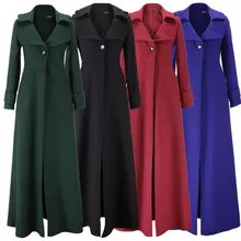 Женская блуза с длинным рукавом Экстра длинное пальто из искусственного шерстяное пальто модные один на пуговицах, с отложным воротником зимние пальто Женская куртка