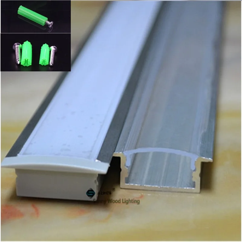 10 шт. 1 м светодиодный канал встроенный алюминиевый профиль для двухрядные светодиодные ленты, молочный/Прозрачный чехол для 20 мм pcb с фитингами