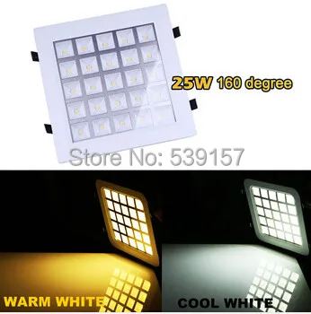 

Free Shipping 25W Warm White/Cold White led GRID Panel Light 2750LM Square LED Ceiling Wall Light Recessed Down light AC85-265V
