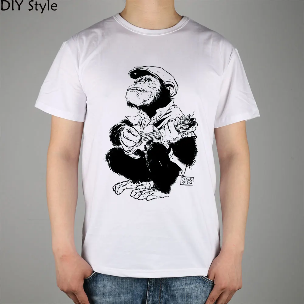 MONKEY GUITAR MUSICIAN LOGO short sleeve T shirt Top Lycra Cotton Men T ...