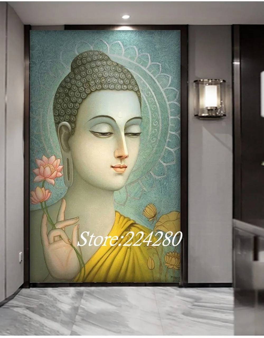Lotus Guanyin буддийские веры искусство рукоделие 14 карат холст без принта ручная