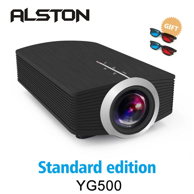 ALSTON YG500 обновленный YG510 мини-проектор 1080P 1800 люмен портативный ЖК-светодиодный проектор домашний кинотеатр USB HDMI 3D проектор бас-динамик - Цвет: YG500