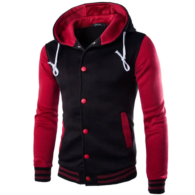 

New Hooded Baseball Jacket Men 2018 Fashion Design Black Mens Slim Fit Varsity Jacket Brand Stylish College Jacekt Veste Homme