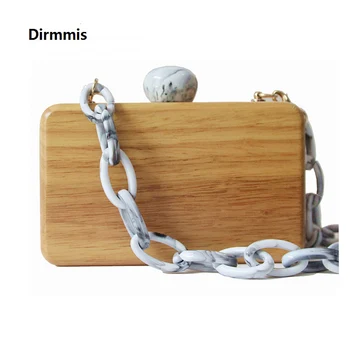 

Brand Fashion New Women Luxury Evening Bag Ink Cute Round Clasp Wood Should bags Woman Lovely Solid Wooden Casual Chain Clutch