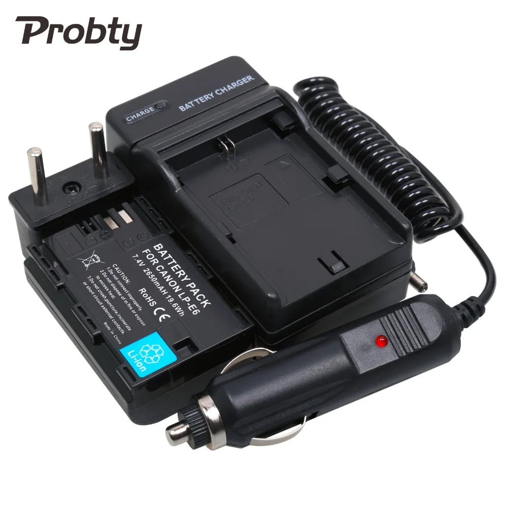 Probty 1pcs LP E6 LPE6 LP E6 Digital Battery + charger + car charger