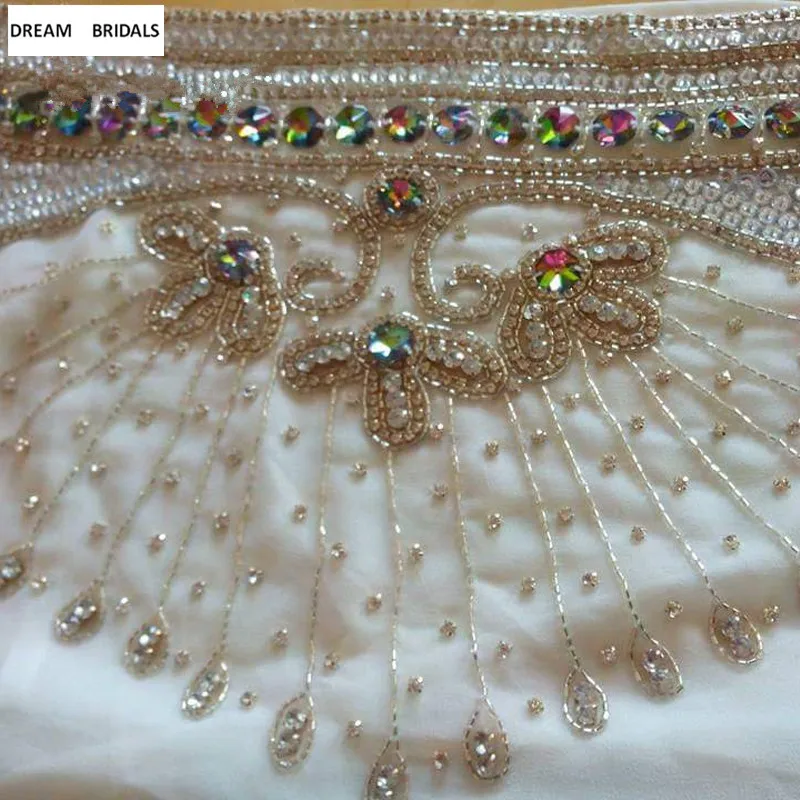 Тяжелый бисерный мусульманский длинный хиджаб цвета слоновой кости/Белый свадебная фата Свадебные аксессуары; Фата с кристаллом Velo Veu De Noiva Boda