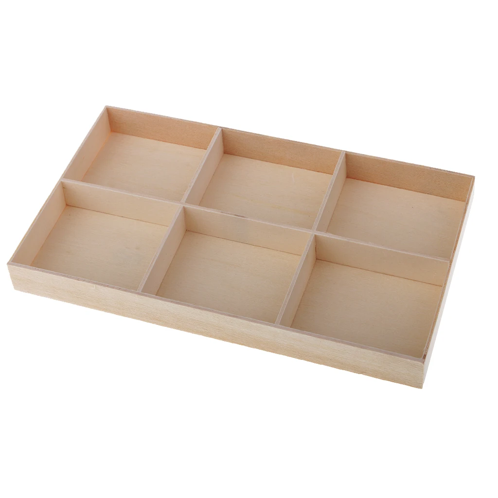

Retro Wood 6 Grid Desktop Storage Box Jewelry Box Flower Pot Storage Case