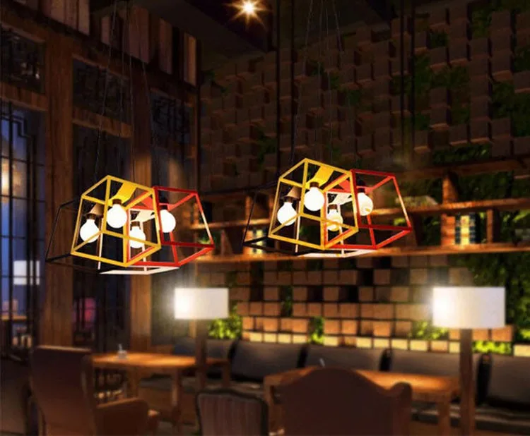 Modern Minimalist CUBE BOX FRAME Pendant Light Geometric Simple bar counter kitchen ceiling lamp light fixture (28)