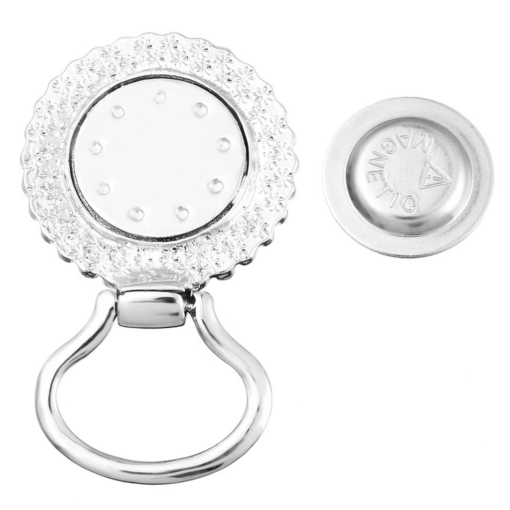 Silver Alloy Snap Button Magnetic Eyeglass Spectacles Sunglasses Holder ID Badge Eye Glasses Brooch Pin Hook