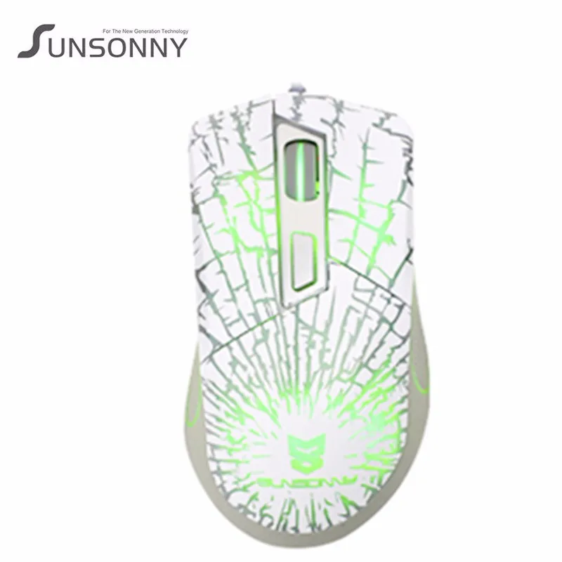 Sunsonny W-M20 Проводная 6400 dpi USB мышь крутая 7 цветов цветная полупрозрачная трещины мигающая лампа игровая офисная домашняя мышь для лэптопа