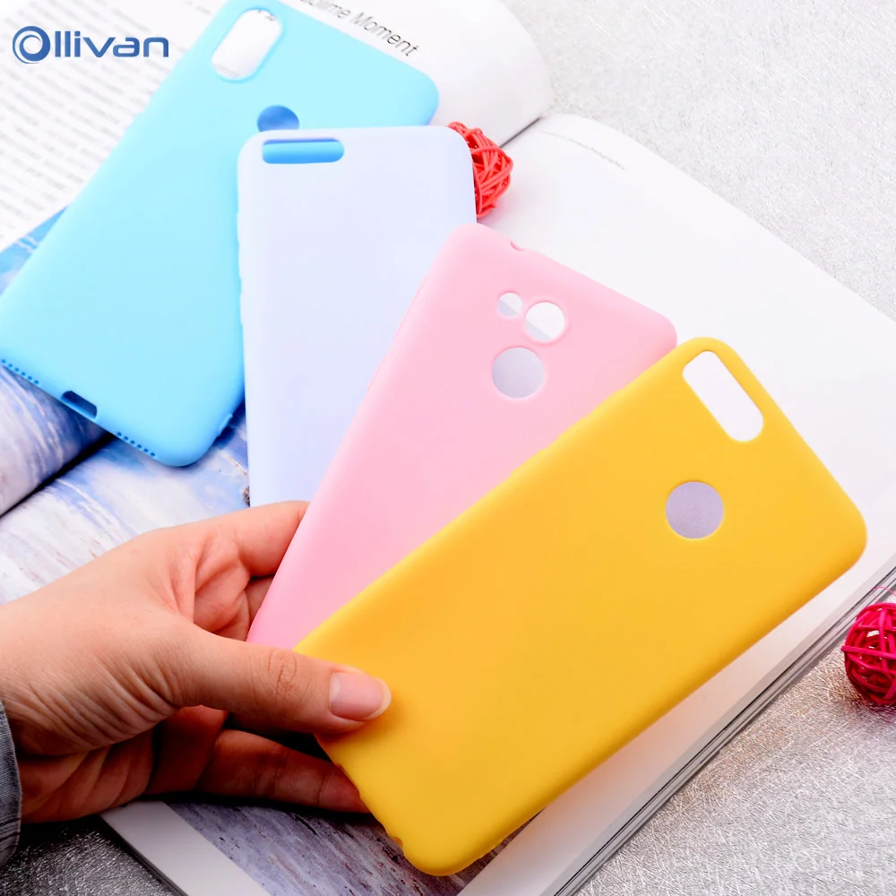 Ollivan Candy Color Matte Soft Case For Huawei P20 Mate 20 10 P10 P8 Lite 2018 y6 Prime 2018 P Smart Silicone Shockproof Cover